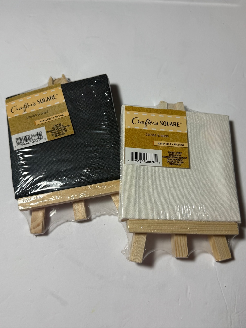 NIP Set of 2 (Black and White) Crafters Square 4” x 4” Canvases & Easels